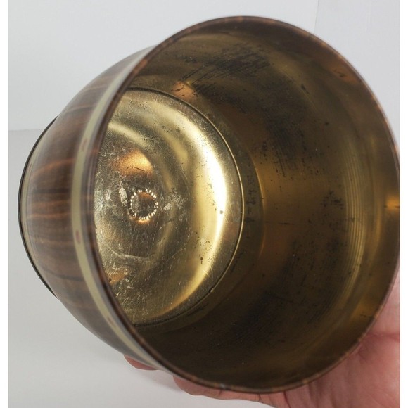 Vintage Wood Grain Tea Cookie Candy Tin Can Container Made in England - Picture 13 of 15